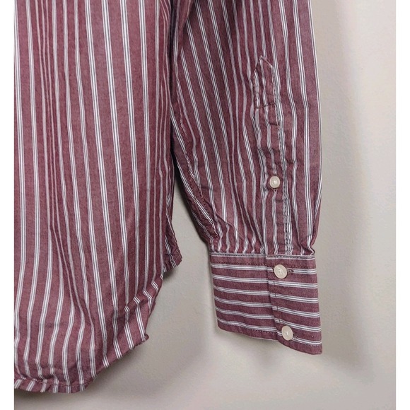 Aeropostale Men's Size XL Shirt Long Sleeve Button Up Maroon & White Striped - Picture 4 of 9